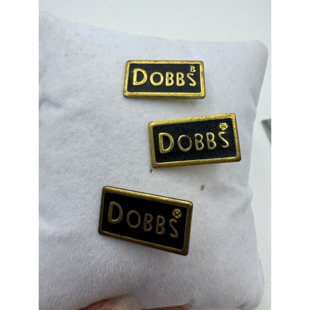 Vintage Dobbs Fifth Avenue Hat Pins Gold Tone Black Enamel Lot of 3 Logo Pins